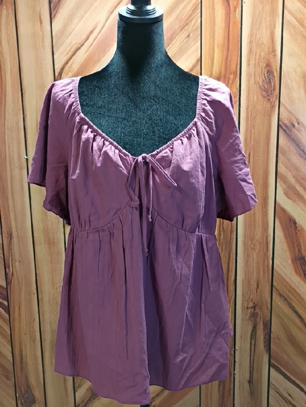 NWT Maurices Plus Size Tie Front Babydoll Blouse Women's Size XL - Picture 2 of 12